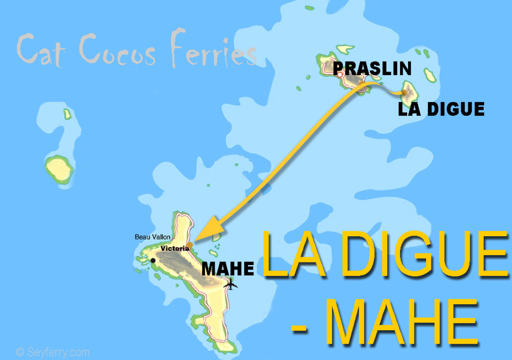 Ferry route La Digue - Mahé